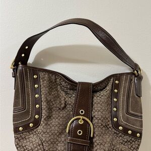 Coach Brown Hobo Bag with Gold Accents